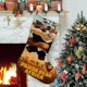 thumbnail image 1 of Oso Panda en África Tema: Calcetines de Navidad, fino lino blanco para colgar en escaleras y chimenea, decoración navideña para el hogar, regalo de Navidad. 45cm × 32cm, 1 of 5