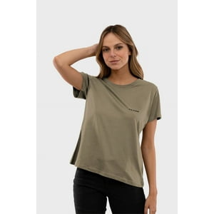 Polera Orgánica Classic Logo Verde Mujer Falcone