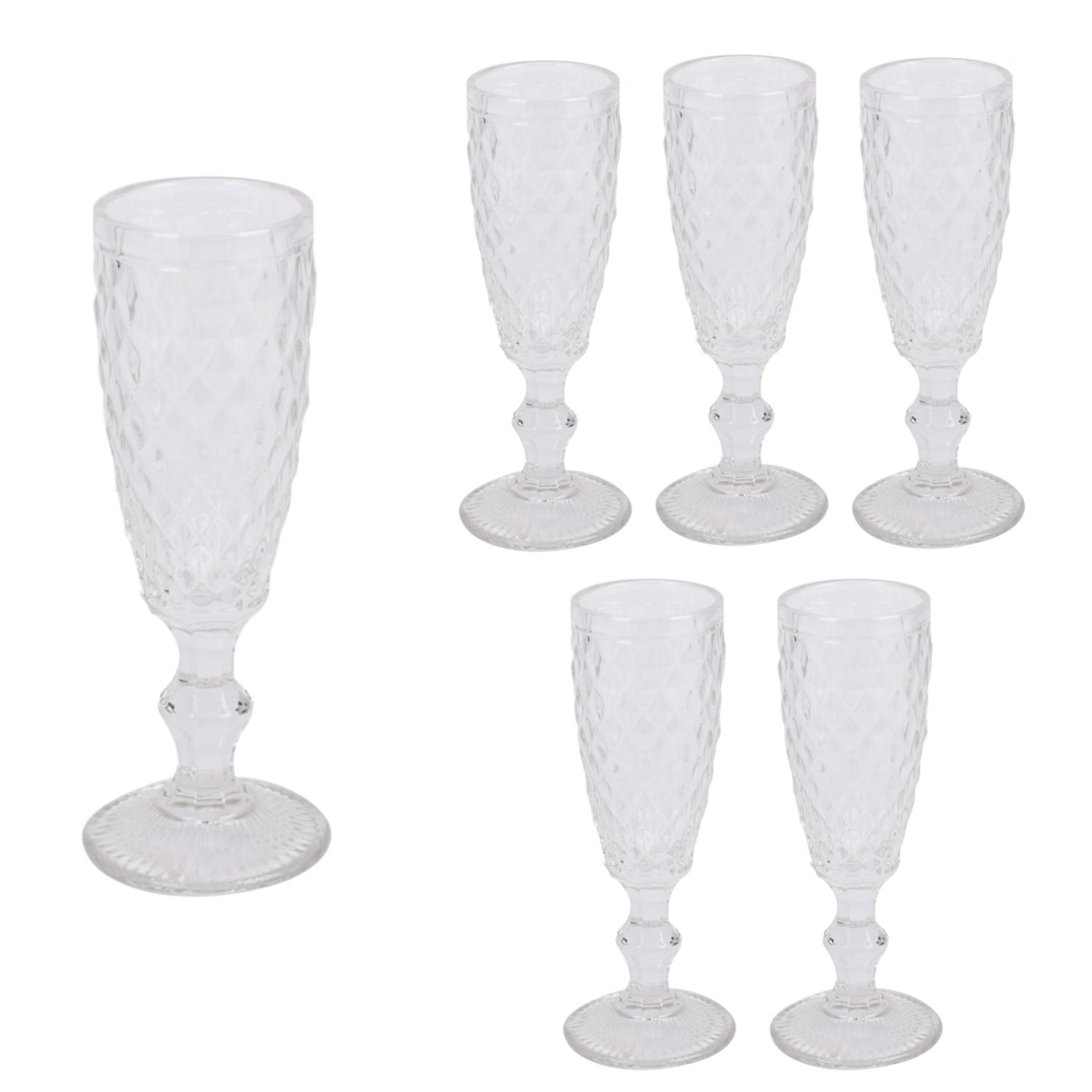 Homewell - Set 6 Copas Champagne Vidrio Transparente 160ml