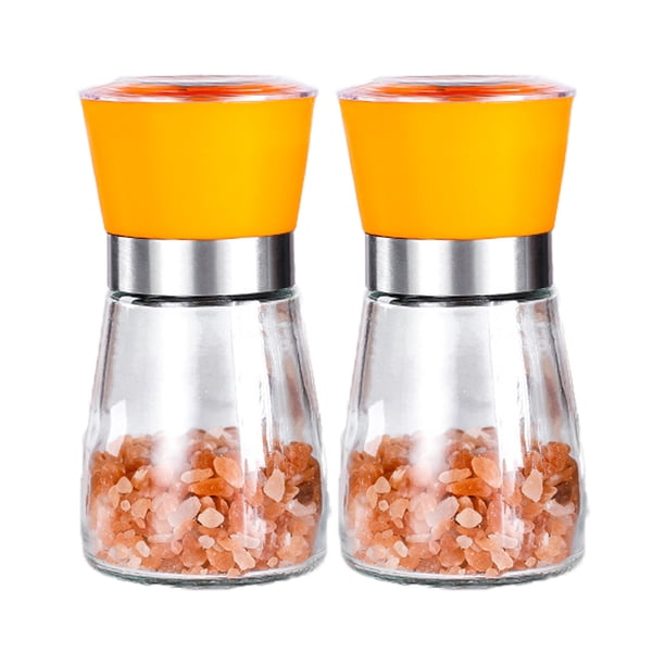 Molinillo de sal y pimienta, molinillo de sal y pimienta de acero inoxidable rellenable de vidrio