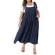 thumbnail image 2 of Agnes Orinda Vestido Pinafore Talla Grande para Mujer del Día de San Patricio con Tirantes, Vestido Jumper Plisado Casual con Bolsillos 2X Azul, 2 of 6