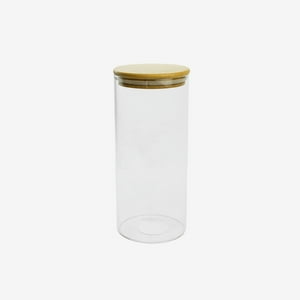 Decoexpress - Frasco Vidrio Tapa Madera 27 Cm