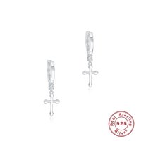 Aretes Heshpaws S925 Sterling Silver Cross Diamantados Plata