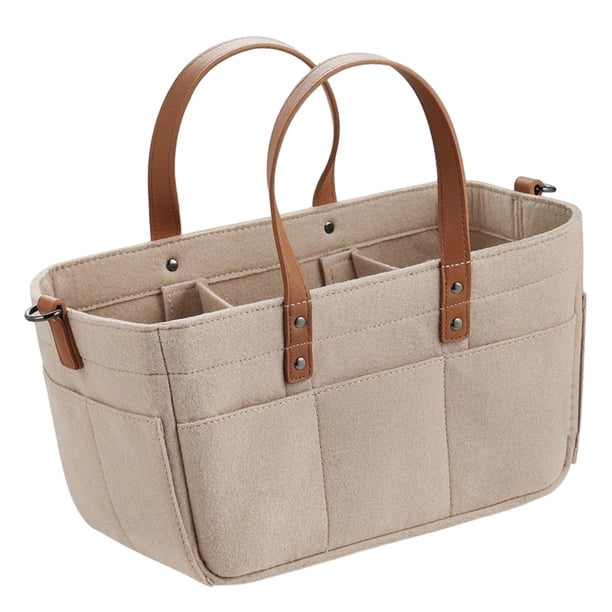 Bolsa De Pañales Para Bebés De Tela De Fieltro Compartimento Organizador Ligero Para Productos Para Bebés Caqui