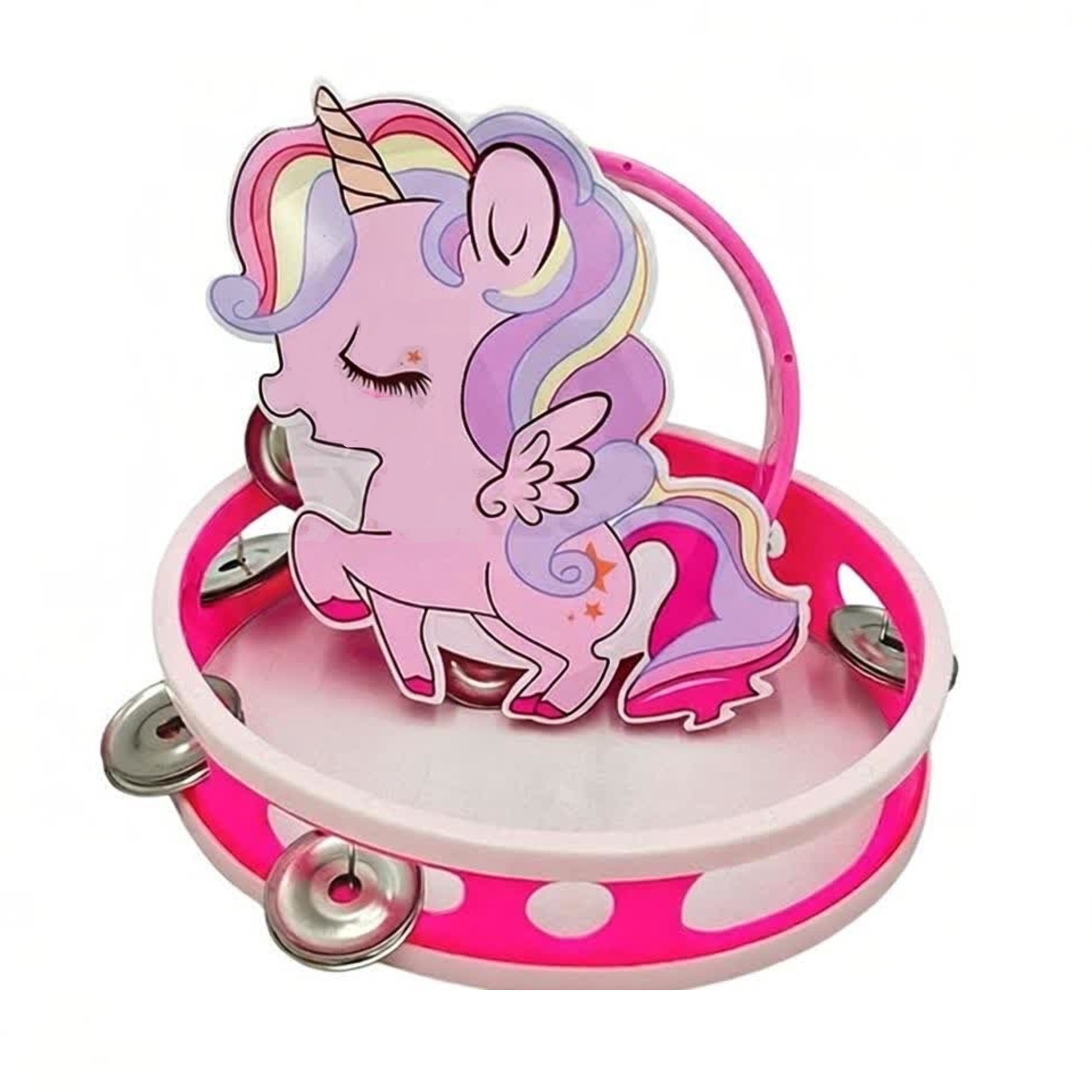 Genérico - Pack X 3 Pandero Unicornio Cute Instrumento Musical De Juguete