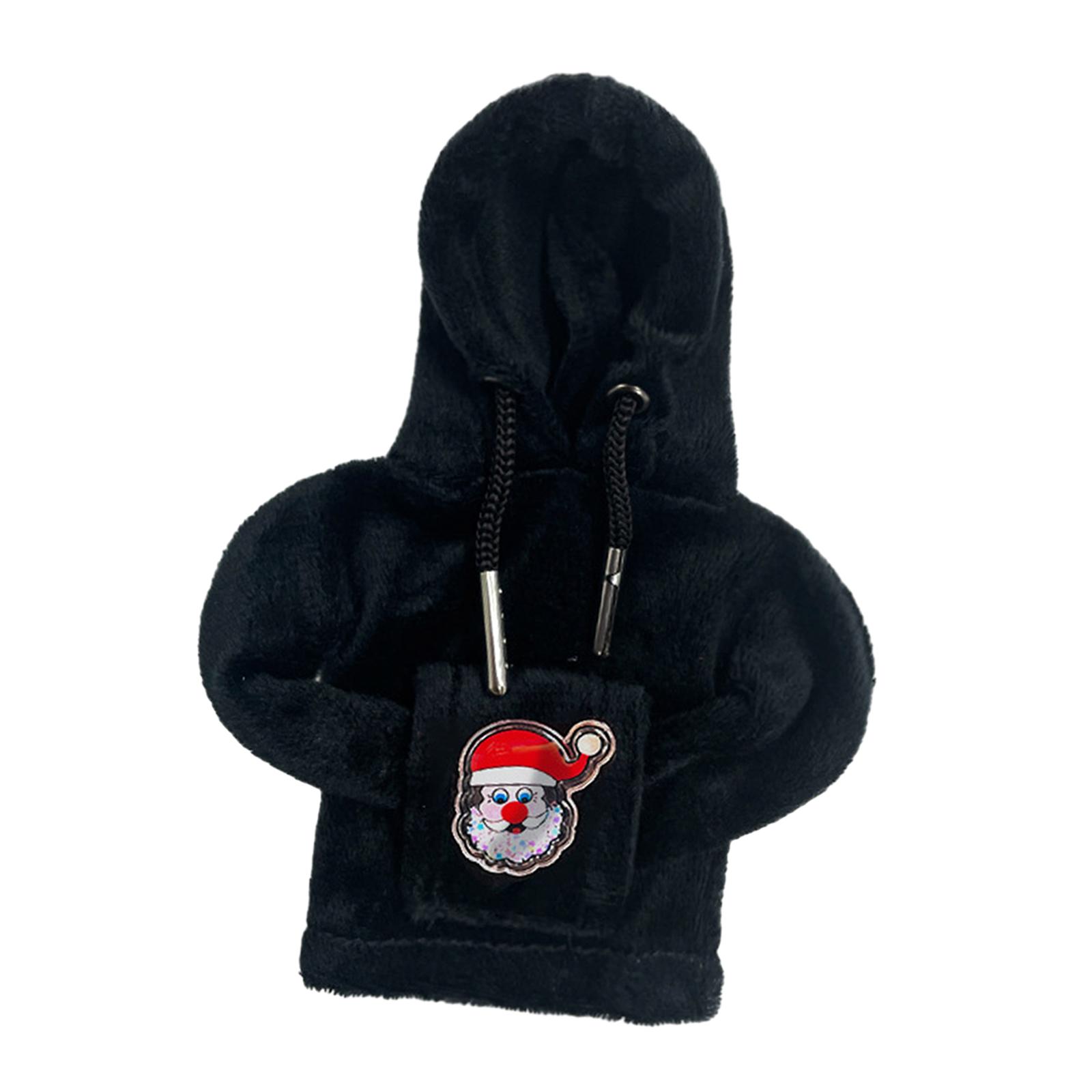 Ioensy - Funda Navideña Para Palanca De Cambios De Coche, Pomo De Palanca De Cambios De Felpa Suave, Funda Con Capucha, Funda Con Cabeza De Papá Noel Negra