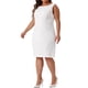 thumbnail image 4 of Agnes Orinda Vestido de Talla Grande para Mujer, Estilo Escolar Universitario, Sin Mangas, Cuello de Barco, Casual, Recto, Lápiz, para Trabajo, 6X Blanco, 4 of 6