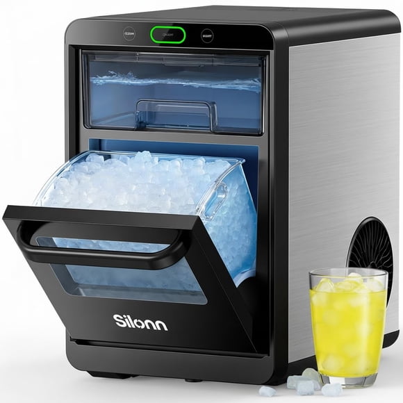 Máquina de hielo en forma de pepitas Silonn para encimera, 20 kg/24 h, acero inoxidable