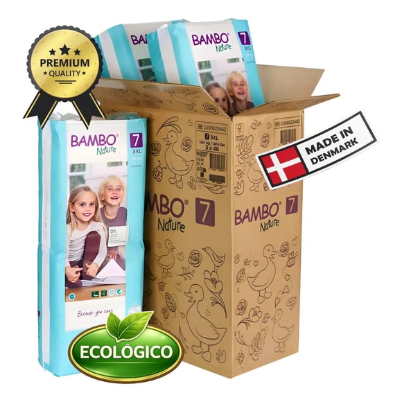 Caja Pañal Bambo Nature Ecofriendly 7 Talla 3xl +18kg 120und