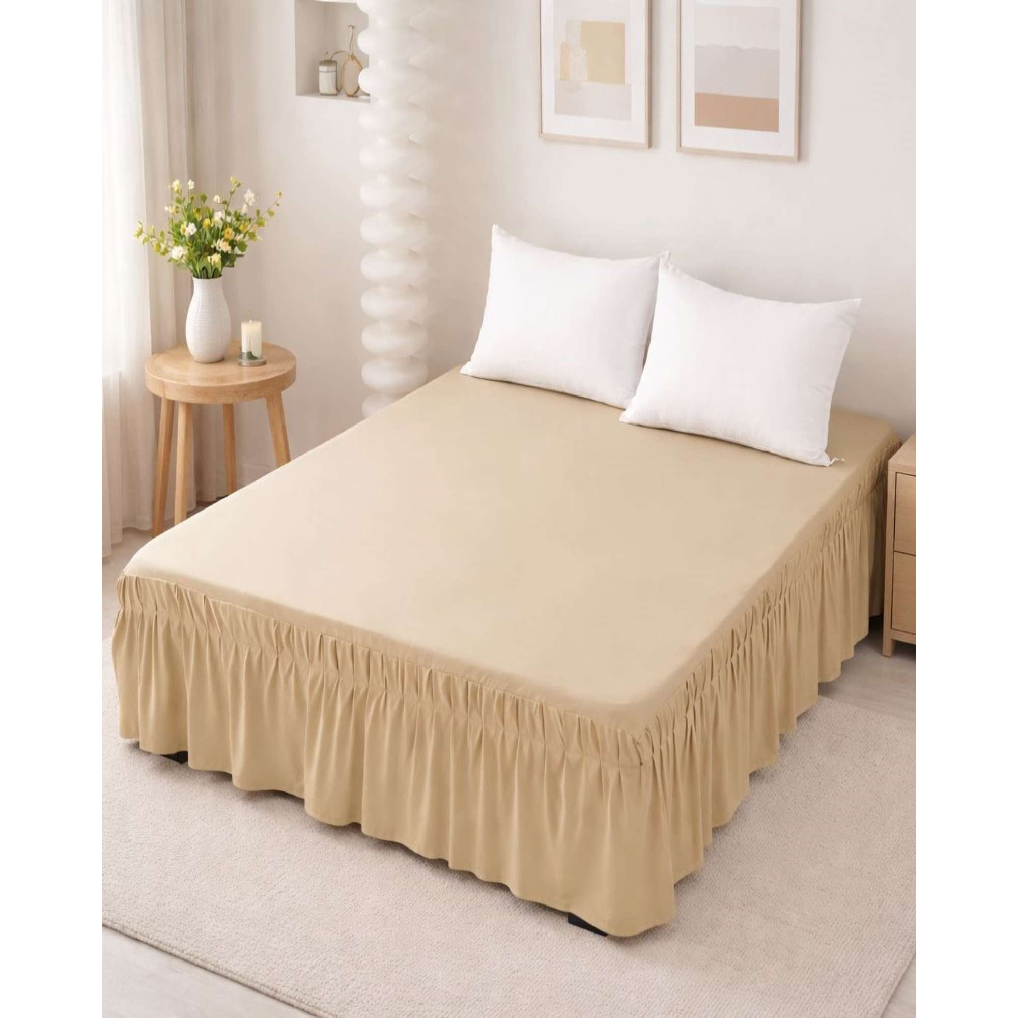 Mylhogar - Faldon De Cama Elasticado Premium Super King