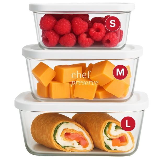 Contenedores para Almacenamiento de Alimentos Chef Preserve con Sellado al Vacío de Vidrio 3 piezas