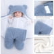 thumbnail image 2 of Manta De Felpa Para Recién Nacido Suave Manta Con Capucha Diseño De Piernas Abiertas Saco De Dormir De 0 A 3 Meses Azul, 2 of 7