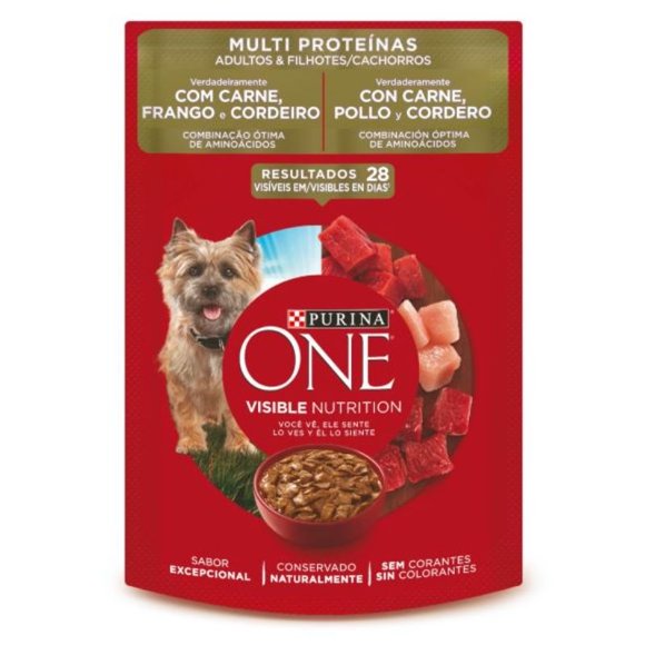 Alimento Húmedo Perro Adulto Sabor Carne, Pollo y Cordero Pouch, 85 g