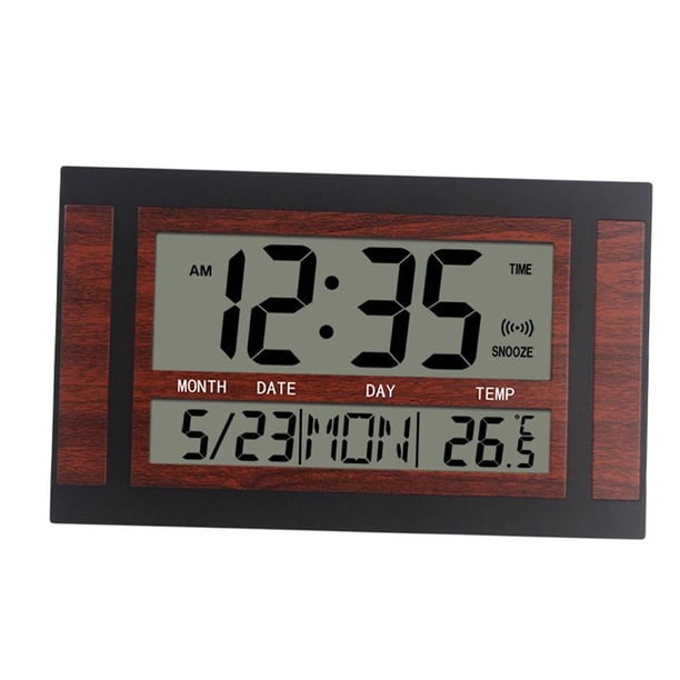 Relojes de pared modernos, función de repetición, funciona con pilas, pantalla LCD, de noche, temperatura interior, colgante o escritorio Digit , negro rojo C rojo negro