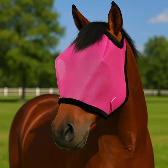 Máscara antimoscas para caballo Yuuigar con protección UV, transpirable y ajustable