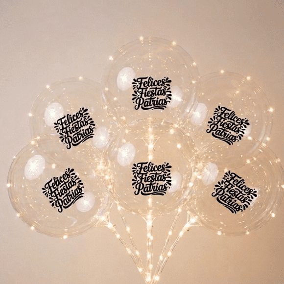 Pack 12 Globos Burbuja con Varilla y Luz hada - Especial Fiestas Patrias