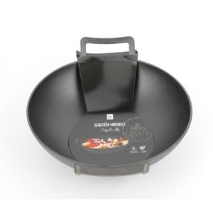 Homewell - Sartén Wok De Hierro Fundido 32X28X10Cm