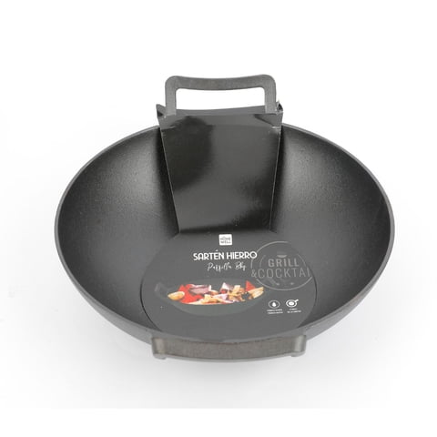 Homewell - Sartén Wok De Hierro Fundido 32X28X10Cm