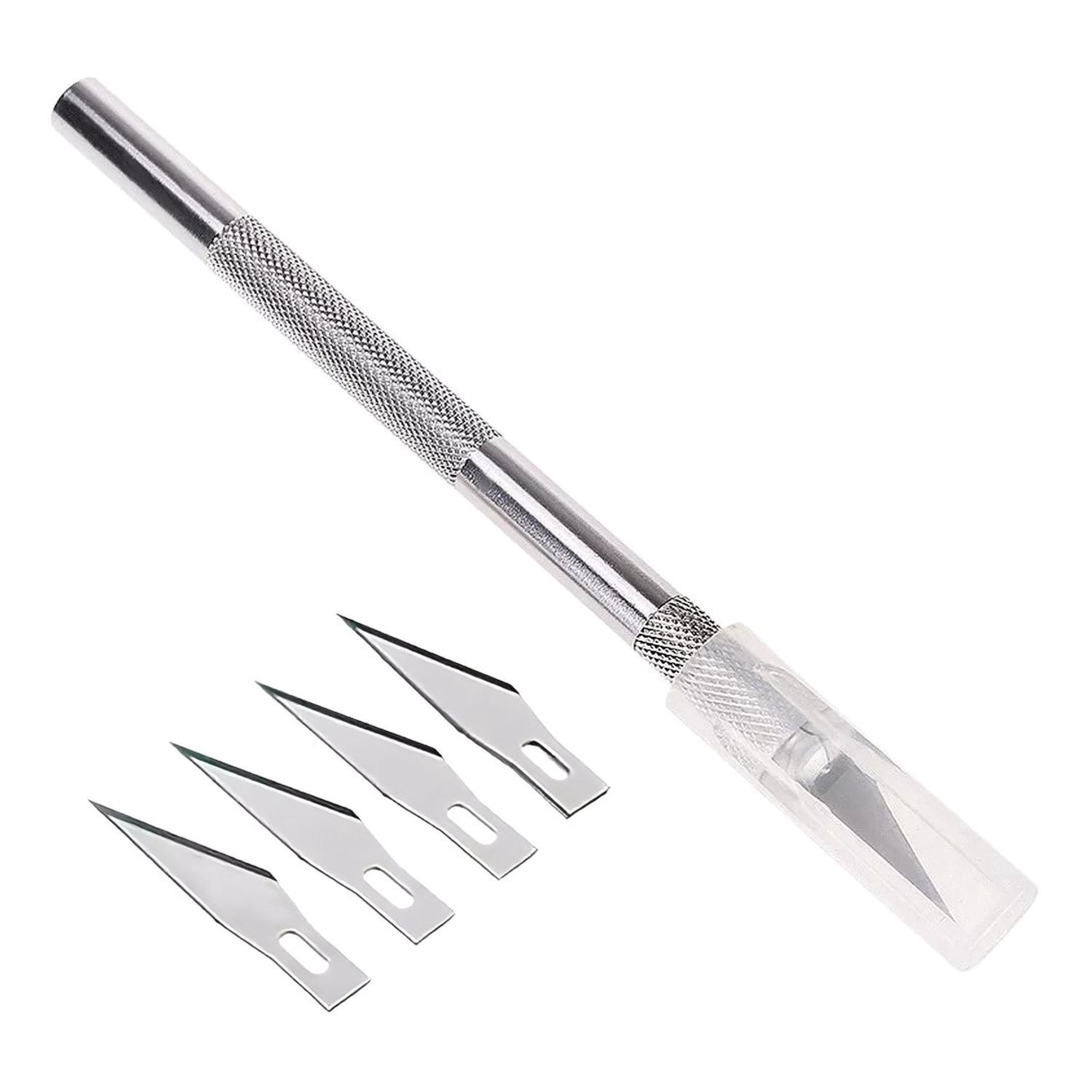 Gen - Bisturi Cortante Tipo Lapiz Con Cuchillas Metal Manualidades Plateado