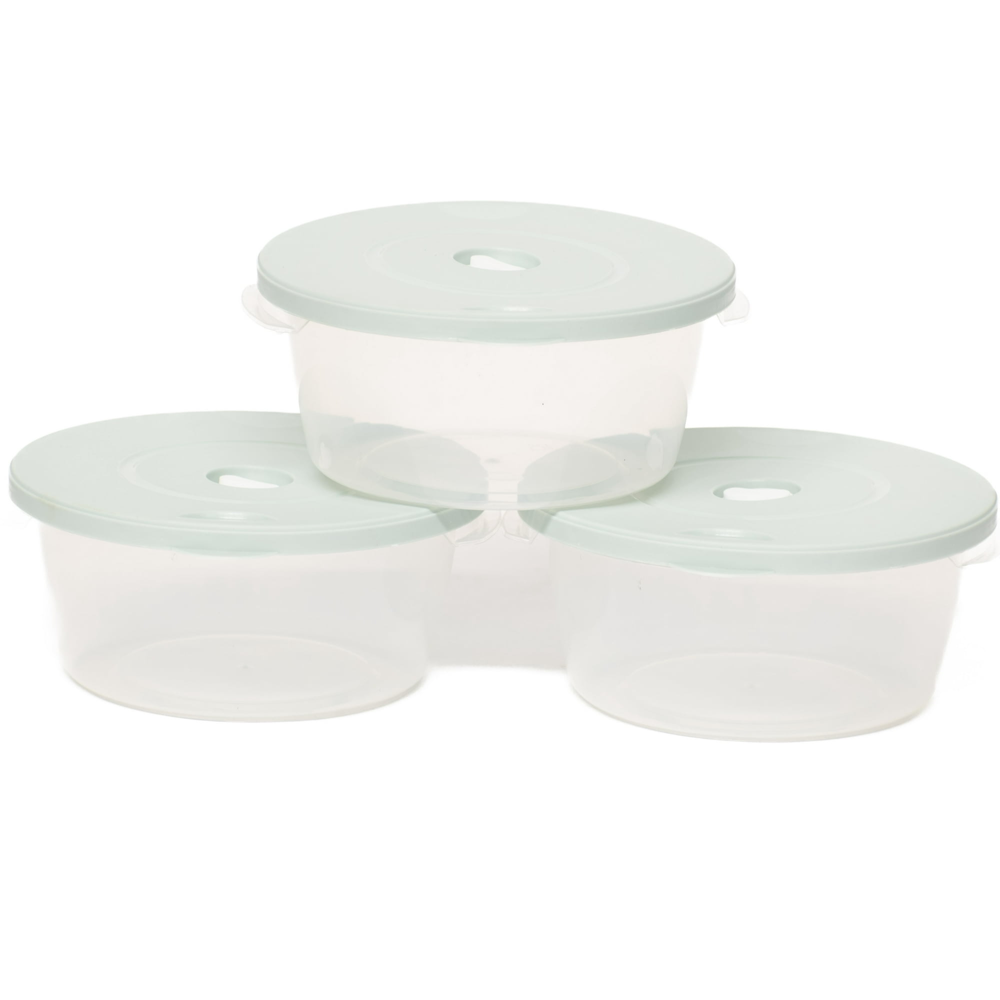 Wakeshome - Set 3 Envases De Plastico Redondo Con Tapa Hermetica Pequeño 450ml