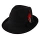 thumbnail image 1 of sombrero de fieltro de fieltro de lana para hombre sombrero de fieltro hecho a mano apilable pluma de bowknot negro., 1 of 3