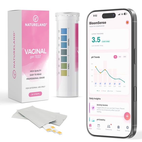 Tiras para prueba de pH vaginal Natureland para mujeres con la app BloomSense