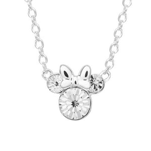 Collar Con Piedra Natal De Minnie Mouse De Disney En Abril, Chapado En Plata