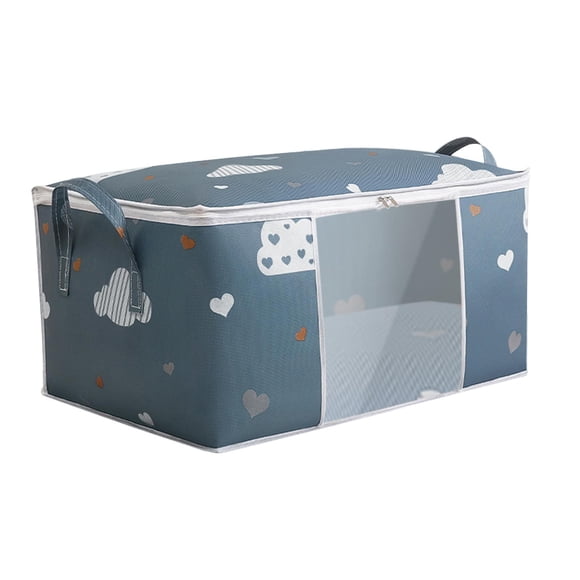 Bolsas de almacenamiento de edredón de ropa debajo de la cama de gran capacidad, contenedores y asas con cremallera de doble capa, bolsa de ropa de te Azul marino M