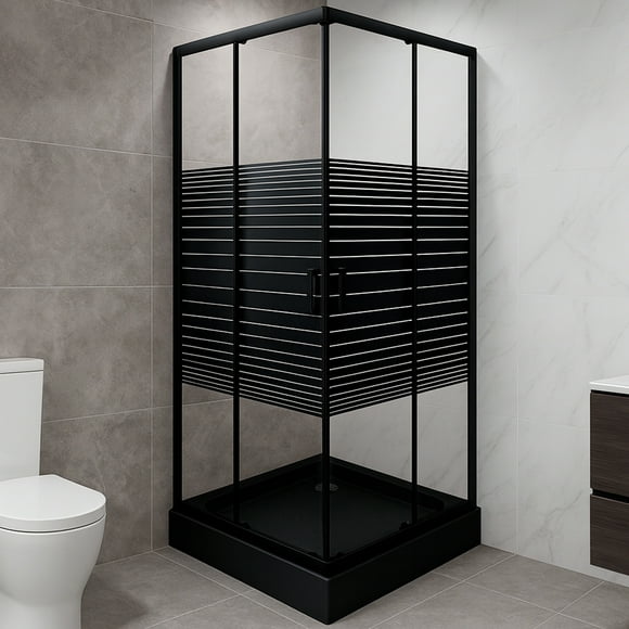 Shower Door Recto Strava Negro 80x80x198 Cm (incluye Receptáculo)
