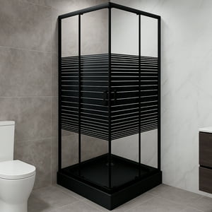 Shower Door Joytek Recto Strava Negro 80X80X198 Cm (Incluye Receptáculo)