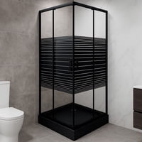 Joytek - Shower Door Recto Strava Negro 80X80X198 Cm (Incluye Receptáculo)