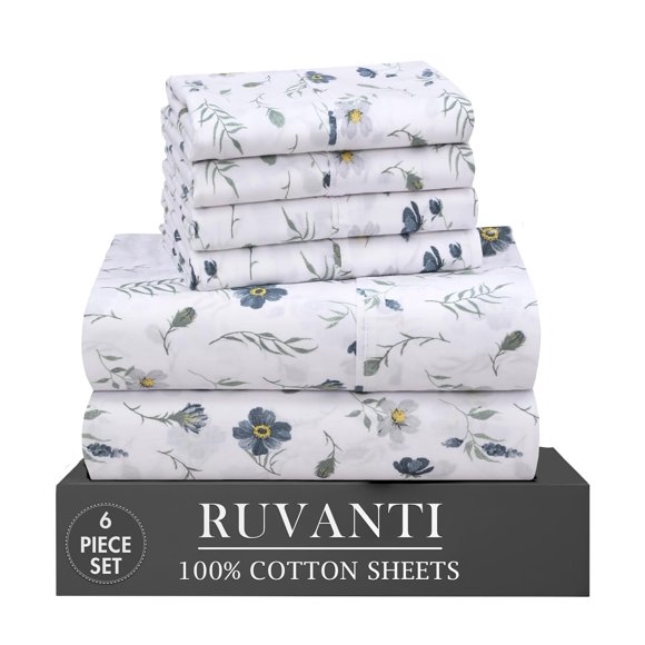 Sábanas RUVANTI King Coastal Blue 100% algodón percal