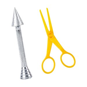 Magideal - Varilla Para Tuberías De Pasteles, Aleación De Aluminio, Diy, Palos De Flores Portátiles, Herramienta De Decoración De Pasteles Para Crema, Azúcar, Cu Con Tijera