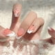 thumbnail image 2 of Cute Valentine's Day French Tip Press On Nails - Glossy Pink Blush Acrylic False Nails with White Heart Pattern - Full Coverage Sticks On Nails for Women, 2 of 2