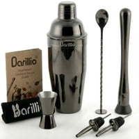 Kit De Coctelería Barillio Black De 8 Piezas En Acero Inoxidable