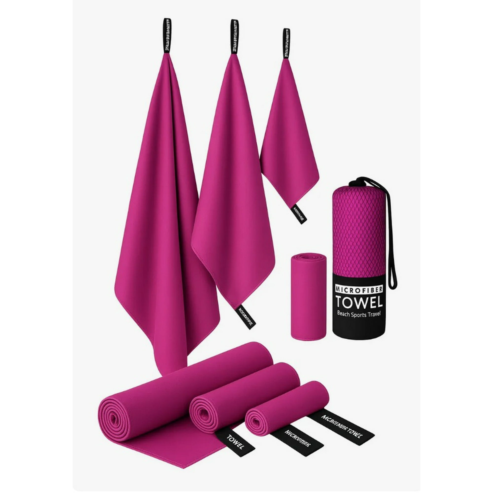 Atlas - Pack X3 Toallas Microfibra Fucsia