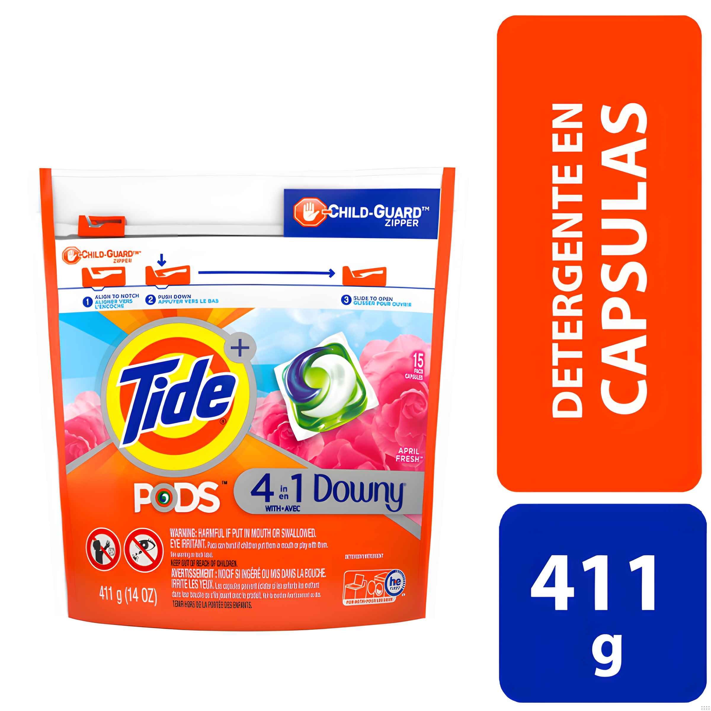 thumbnail image 1 of Detergente de Ropa Concentrado con Downy Capsulas 4 en 1 15 pods - Tide, 1 of 2