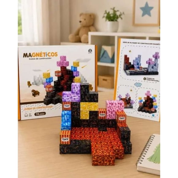 Bloques magnéticos cubos infantil 74 piezas de construccion