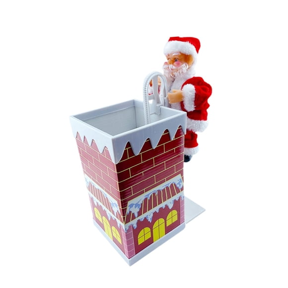 Papá Noel Trepando Por La Chimenea, Figura Musical Divertida Con Movimiento, Ideal Para Fiestas Navideñas.