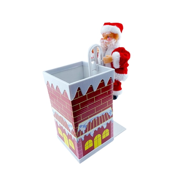 Papá Noel Trepando Por La Chimenea, Figura Musical Divertida Con Movimiento, Ideal Para Fiestas Navideñas.