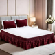 thumbnail image 1 of suxuMhao Faldón de Cama de 4 Capas, Faldón de Cama con Volantes Elástico Faldón de Cama Envolvente, Tamaño Queen 59 X 78+18 Pulgadas, Faldón de Cama Rojo Oscuro Queen, Volante Antipolvo de Cama de, 1 of 3