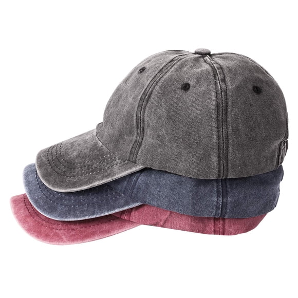 Gorra de béisbol MEINICY, lavada, lisa, retro, ajustable, paquete de 3