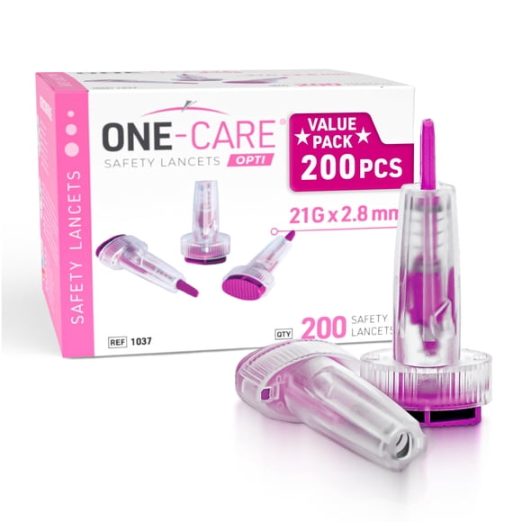 Lancetas ONE-CARE 21G x 2,8 mm 200/unidad con botón