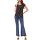 thumbnail image 2 of INSPIRE CHIC Blusa Floral de Mujer para el Día de San Valentín, Cuello Cuadrado Casual de Verano, Camisa de Chifón con Volantes y Manga Corta S Rosa Rosa Negro, 2 of 6