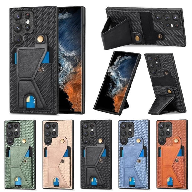 Funda Resistente para Samsung Galaxy S23 Ultra con Tarjetero y Soporte, Diseño Magnético Negro