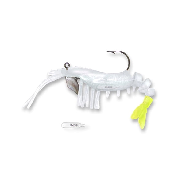 Señuelo Egret Baits Vudu Rattle Shrimp 3.25in Blanco Chartreuse