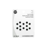 Sew-On Snaps Dritz 80-40-1, Color Negro, Talla 4/0, 12 Unidades