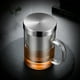 thumbnail image 2 of Tazas de té resistentes al calor sopladas a mano Juego de té de viaje Práctico vaso de vidrio con filtro de té, 2 of 8