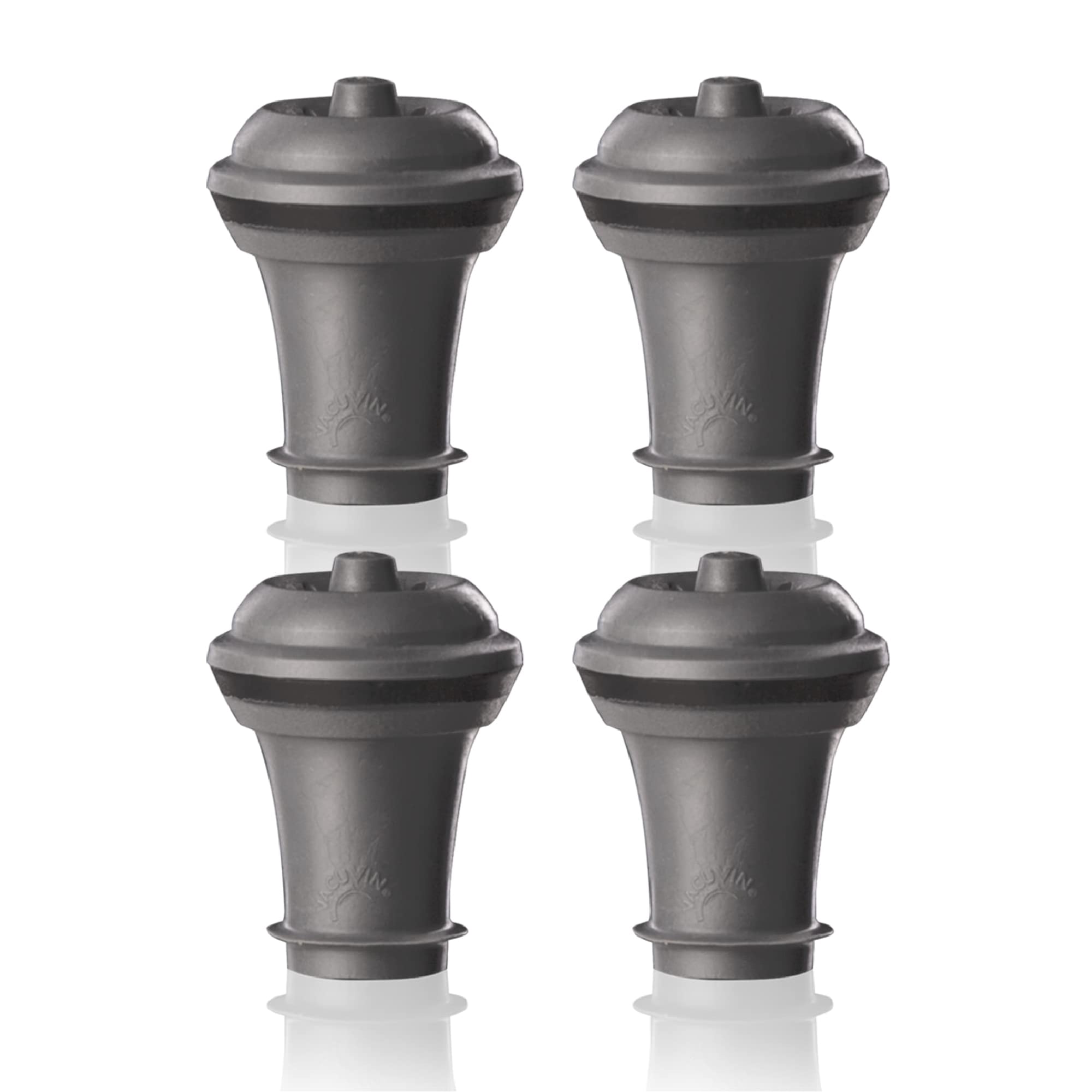 Vacu Vin - Juego De 4 Tapones Para Aspiradora Wine Saver, Color Gris