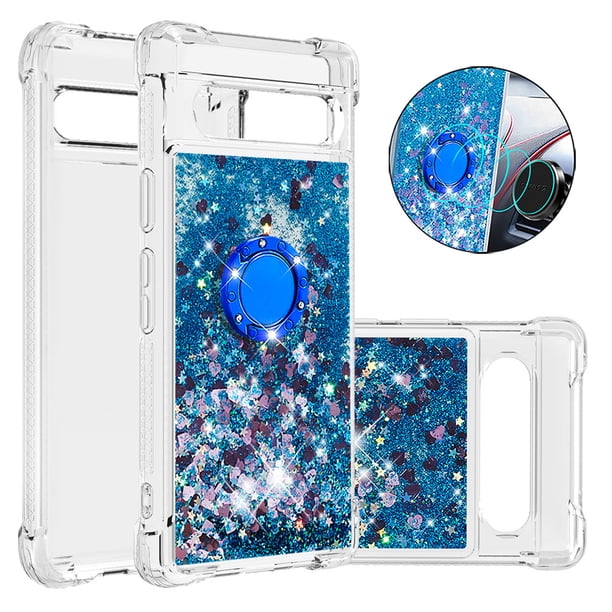 Funda Para Google Pixel 7a Con Brillo Líquido, Protección Completa Y Soporte De Anillo Giratorio